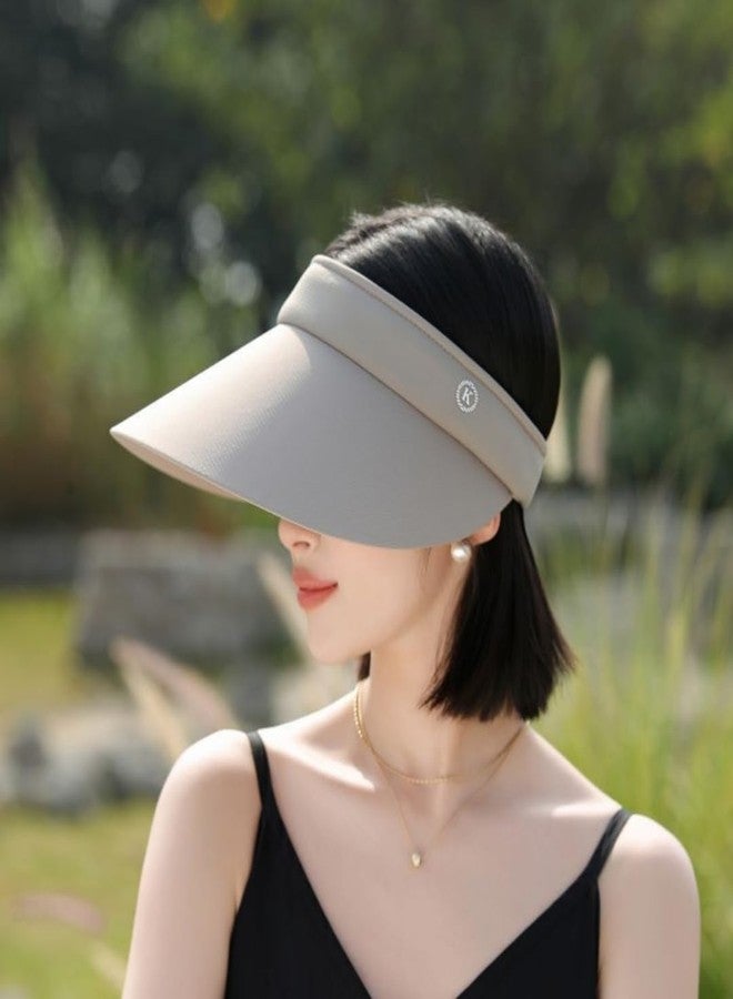 VesipaFly Women Sun Hats Detachable Wide Brim Sun Protection UPF 50+ Packable 2 in 1 Summer Beach Visor Cap (Khaki) - Image 5